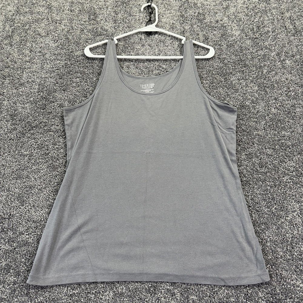 Time And Tru Tank Top Womens 3XL Gray Scoop Neck Basic Stretch Summer Casual
